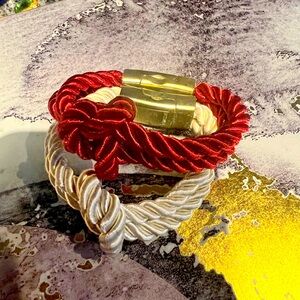 Red+White Leo Mazzotti Rope Bracelets
